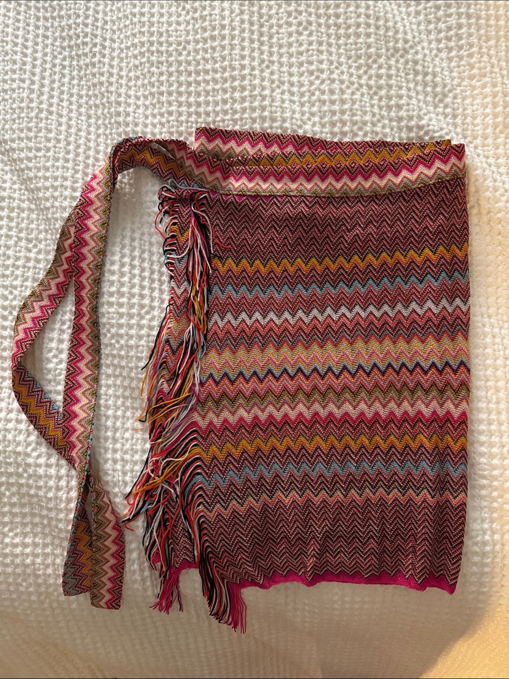 Missoni Pink Chevron Knit Swim Coverup with Multicolor Zigzag